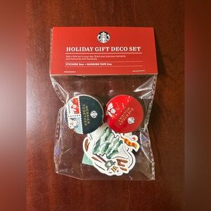 NWT Starbucks holiday gift decoration set with stickers and masking tape